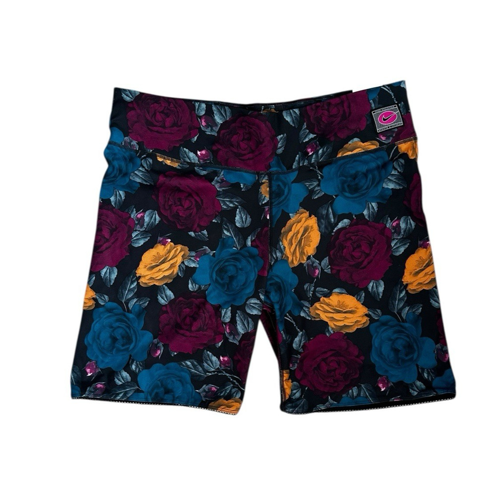 New Nike One Training Women Multi Color Rose Floral 7" Print Bike Short XXL NWT